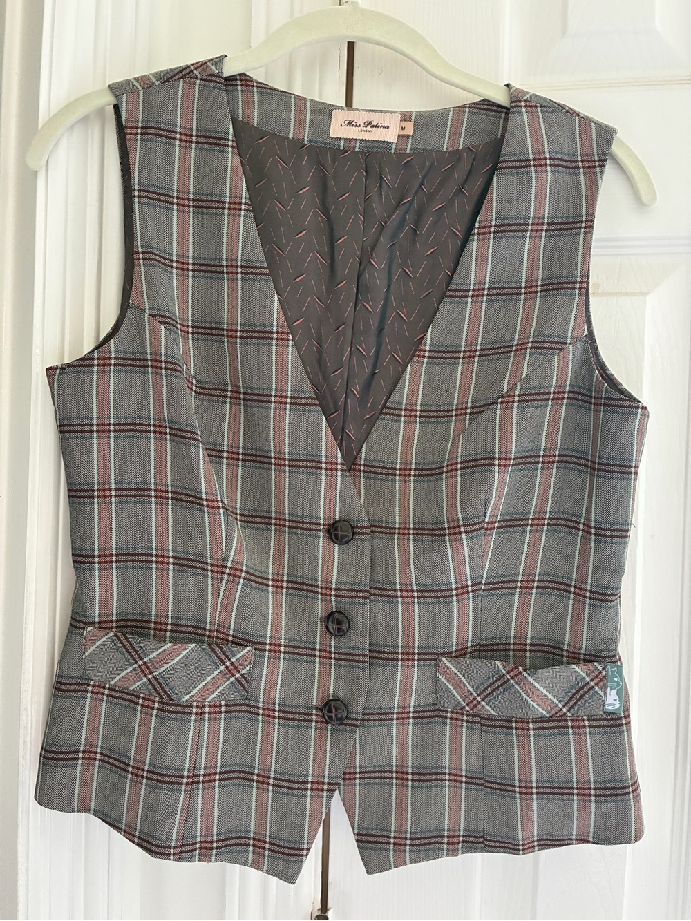 Miss Patina Tailored Plaid Vest Waistcoat